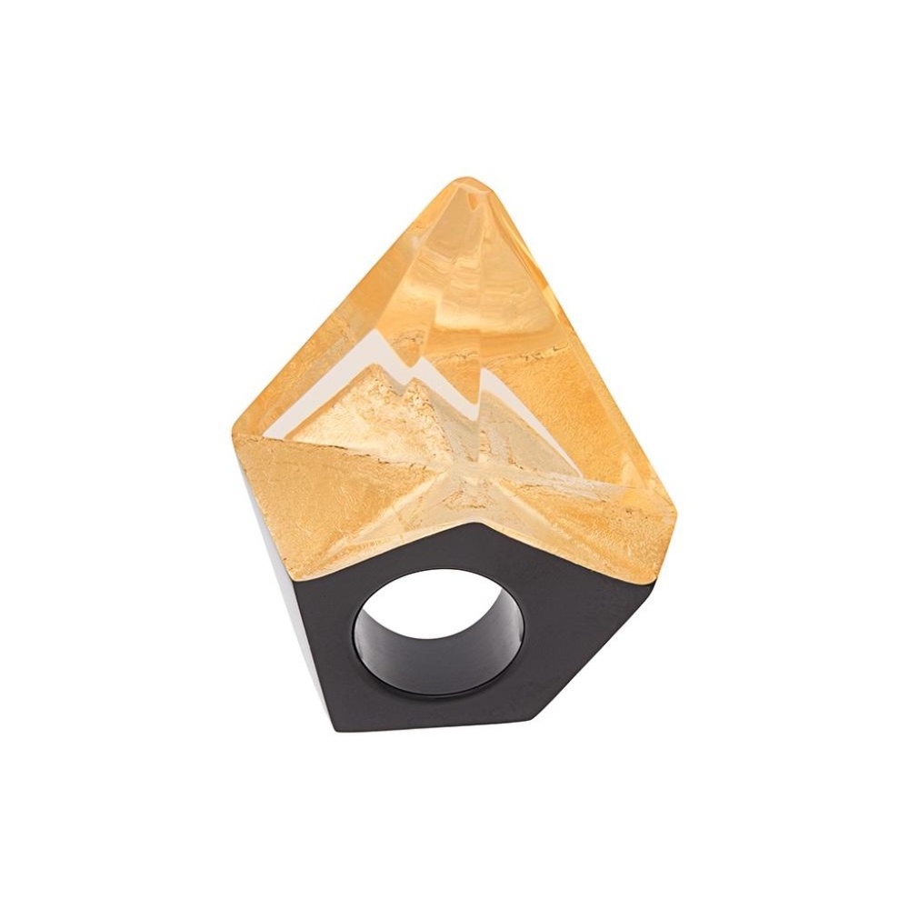 black and gold toned facet spike ring from monies